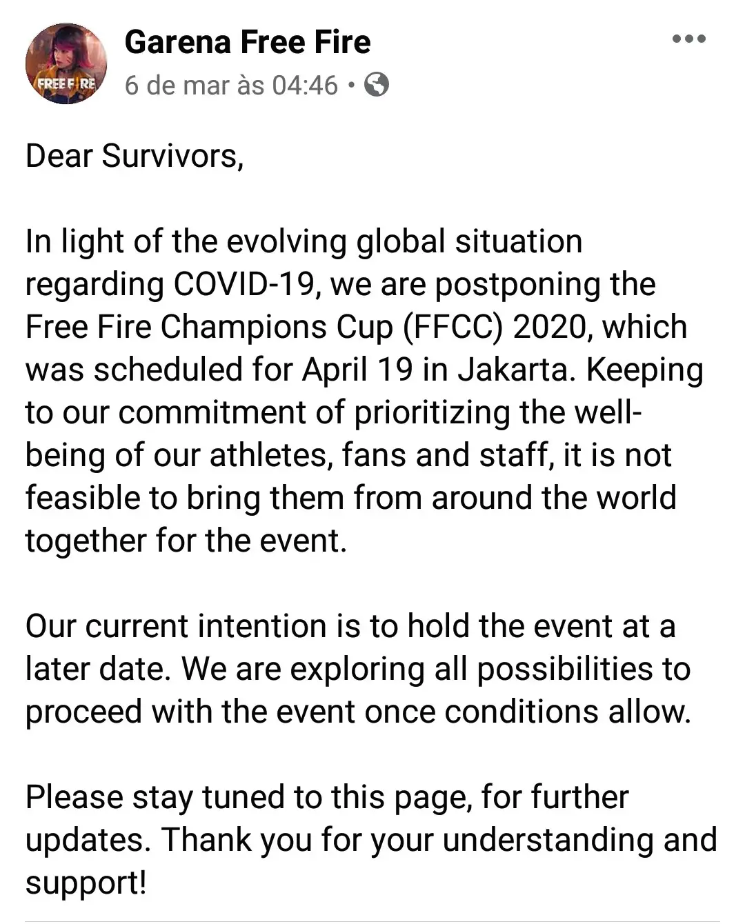 Free Fire Champions Cup 2020 é adiado por surto de coronavírus 1 Free Fire Champions Cup 2020 é adiado por surto de coronavírus PicsArt 03 14 03.20.55.jpg