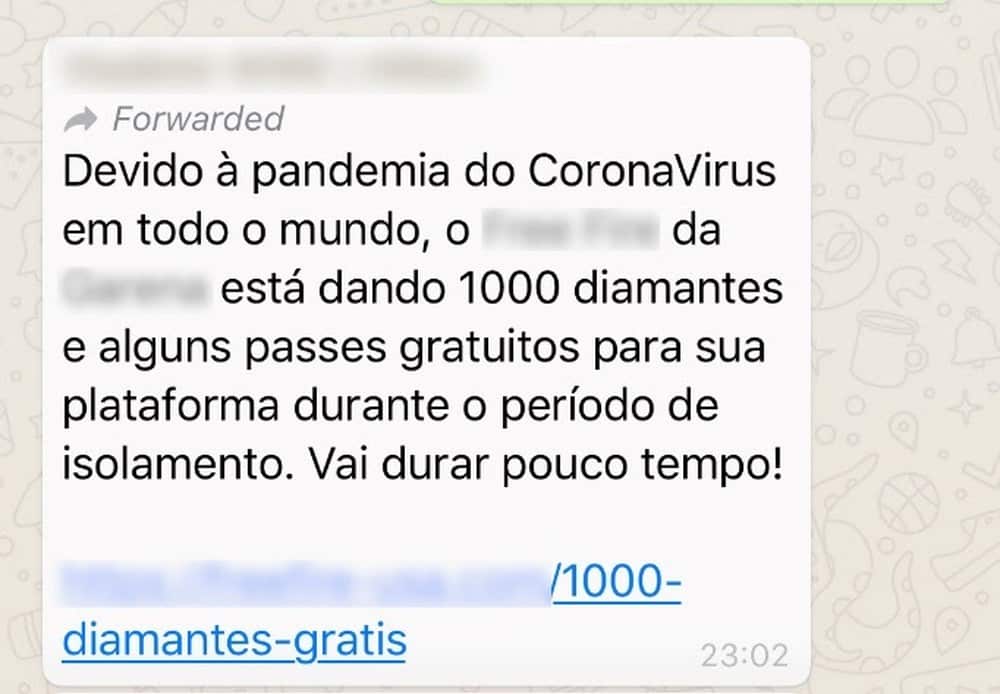 Free Fire: Golpe via WhatsApp promete dar mil diamantes de graça unnamed 4