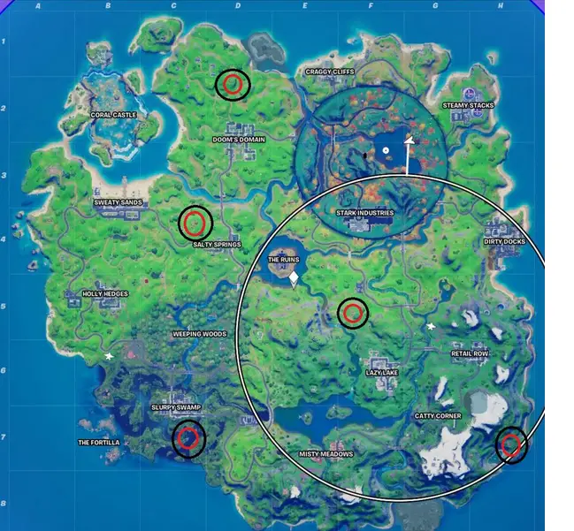 Fortnite: Onde encontrar as Cabanas de Bruxa 2 Cabanas de Bruxa