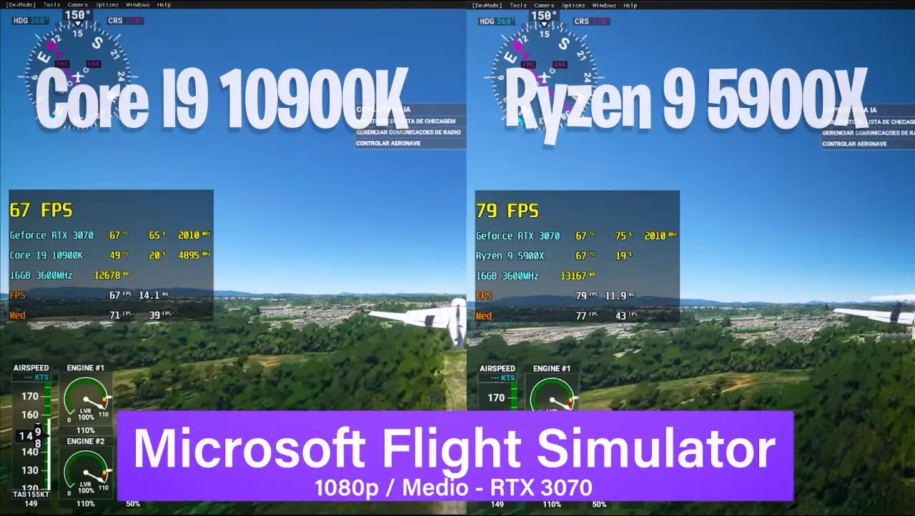 Ryzen 9 5900X vs Core I9 10900K em 16 Games 1080p | RTX 3070 3 AMD Ryzen 5900X