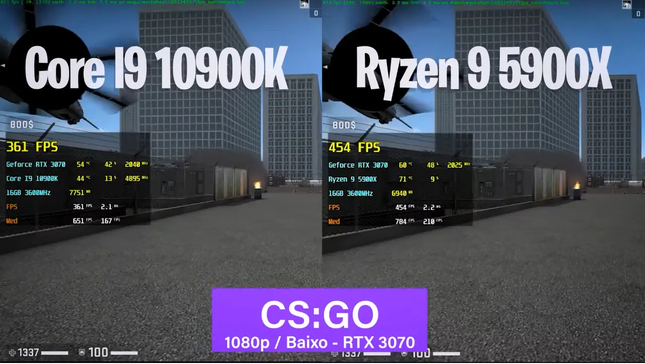Ryzen 9 5900X vs Core I9 10900K em 16 Games 1080p | RTX 3070 4 AMD Ryzen 5900X