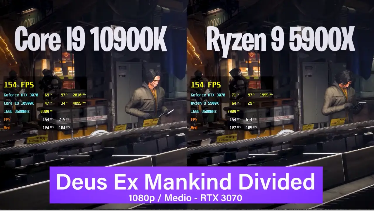 Ryzen 9 5900X vs Core I9 10900K em 16 Games 1080p | RTX 3070 5 AMD Ryzen 5900X