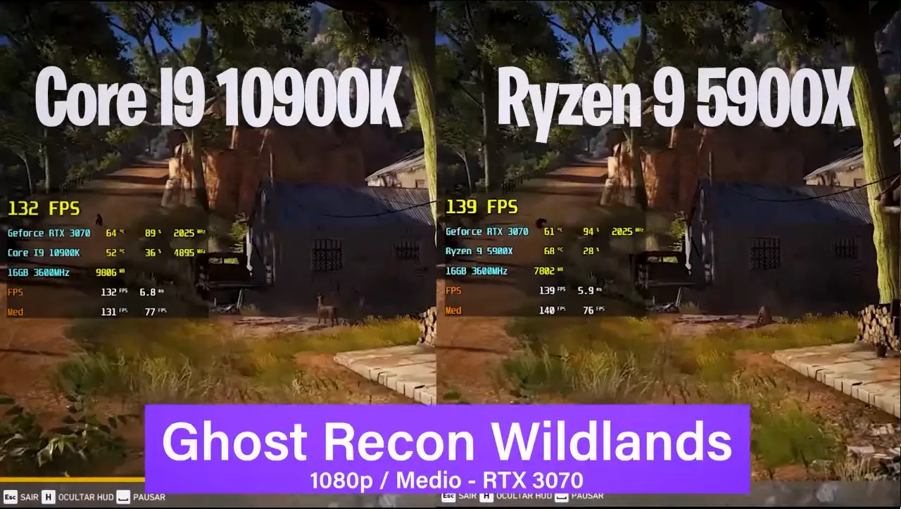 Ryzen 9 5900X vs Core I9 10900K em 16 Games 1080p | RTX 3070 6 AMD Ryzen 5900X