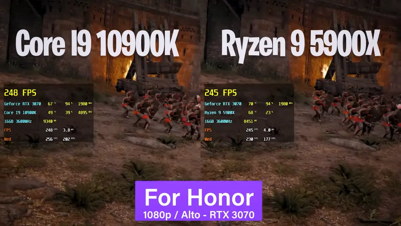 Ryzen 9 5900X vs Core I9 10900K em 16 Games 1080p | RTX 3070 7 AMD Ryzen 5900X