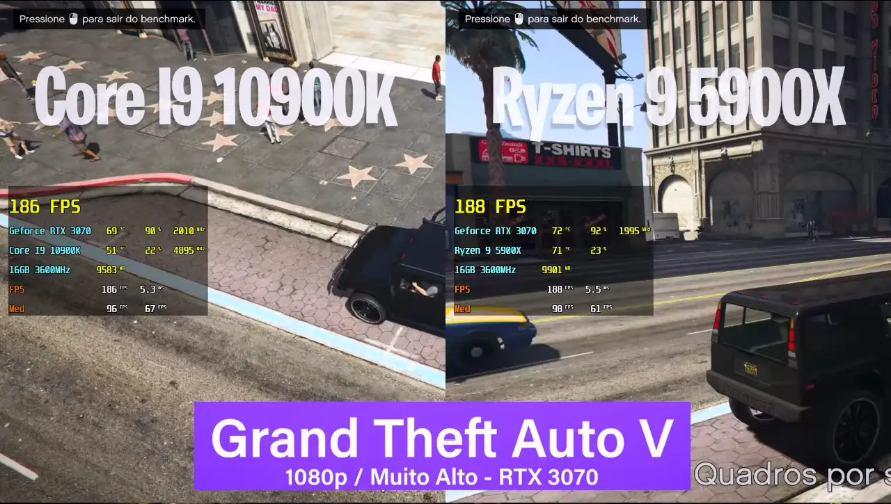 Ryzen 9 5900X vs Core I9 10900K em 16 Games 1080p | RTX 3070 10 AMD Ryzen 5900X