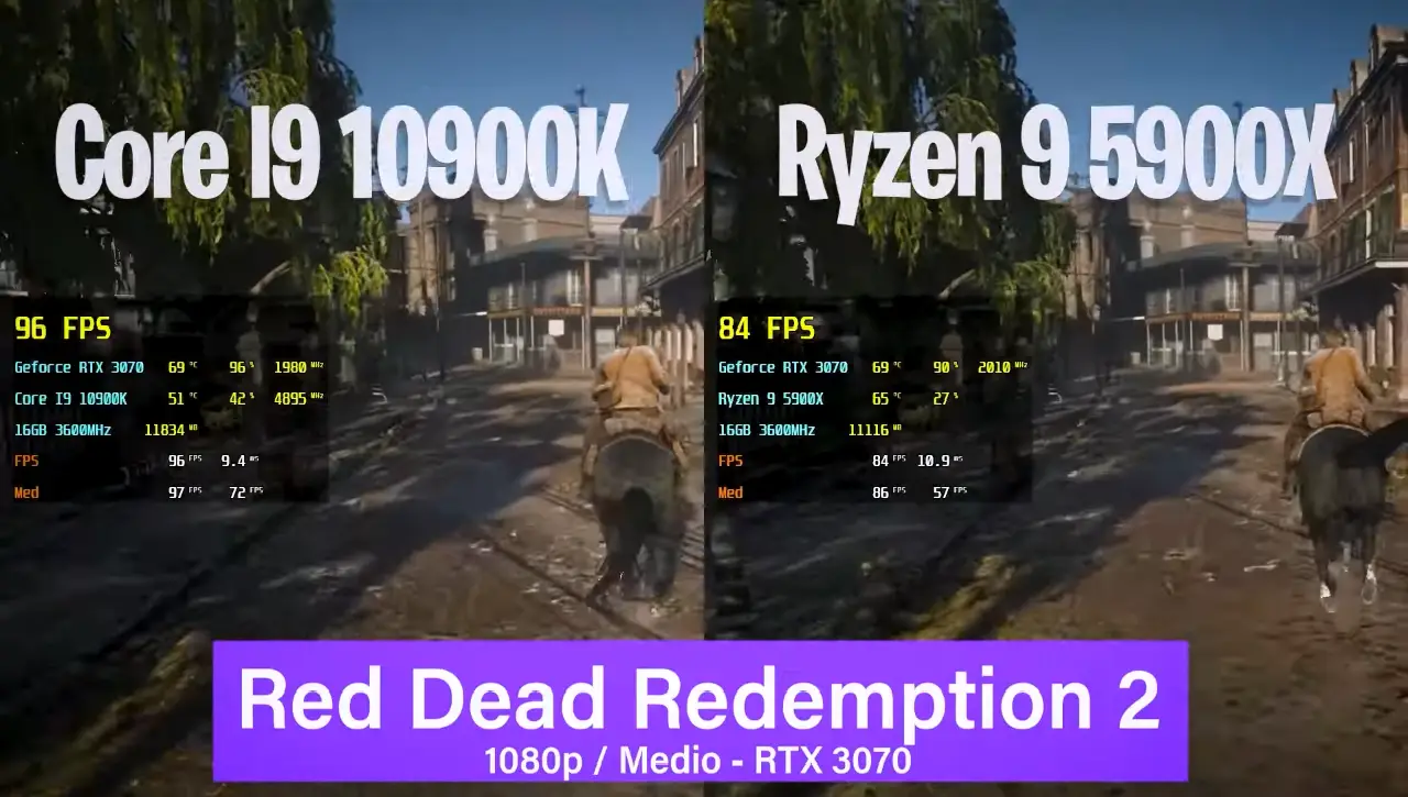 Ryzen 9 5900X vs Core I9 10900K em 16 Games 1080p | RTX 3070 13 AMD Ryzen 5900X