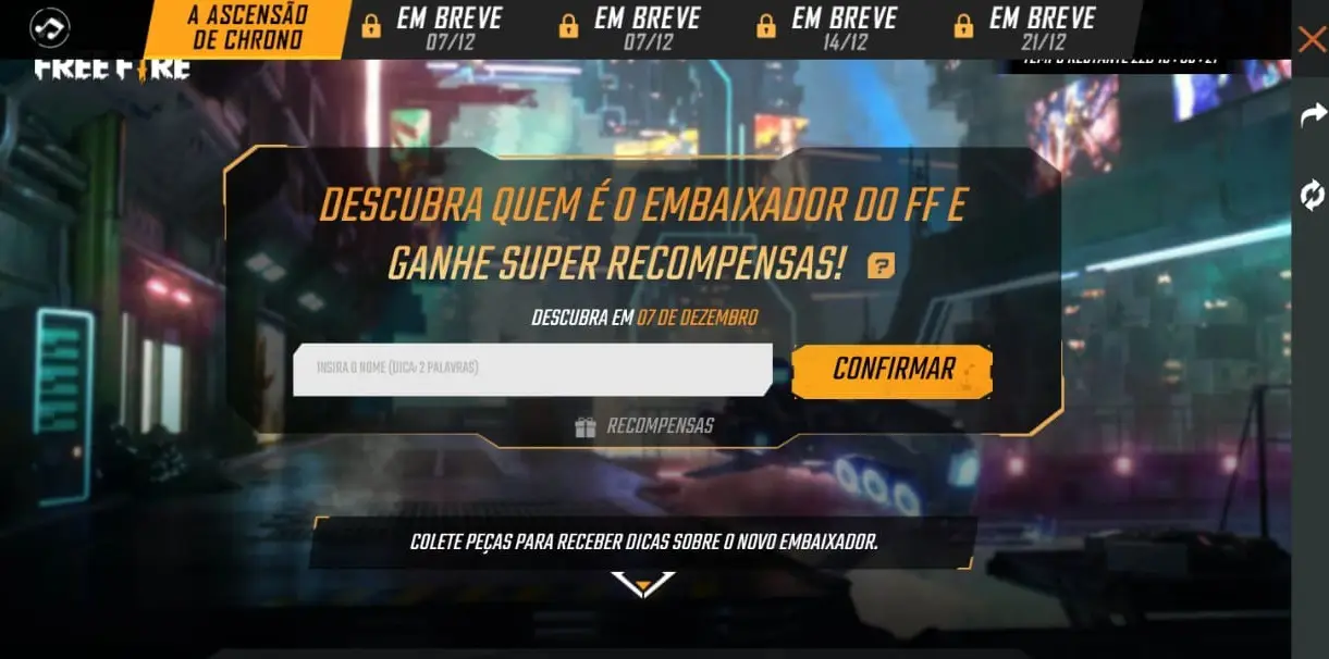 Free Fire: descubra o embaixador da Operação Chrono 6 Campo