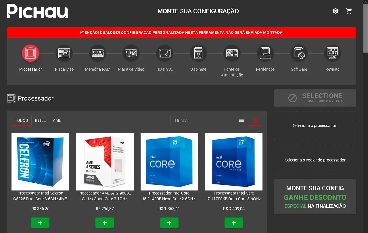 Como montar um PC gamer pelo novo sistema de Monte seu PC 3 PC