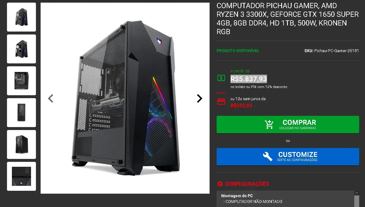 3 opções de PC gamer com valores entre R$ 2 mil e R$ 6 mil 4 PC gamer