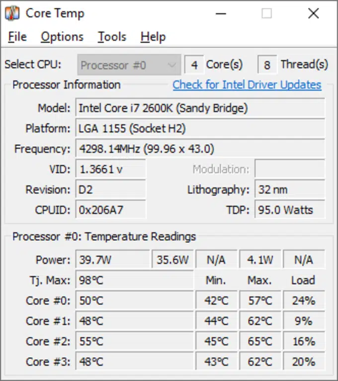 Por que fazer Overclock? 4 Por que fazer Overclock? core temp screenshot.png