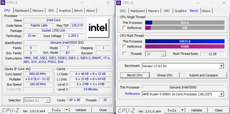 Testes de benchmark do Intel Core i5-13600K são vazados; Veja 3 Testes de benchmark do Intel Core i5-13600K são vazados; Veja Imagem Reproducao Bilibili 1 cpu z.png
