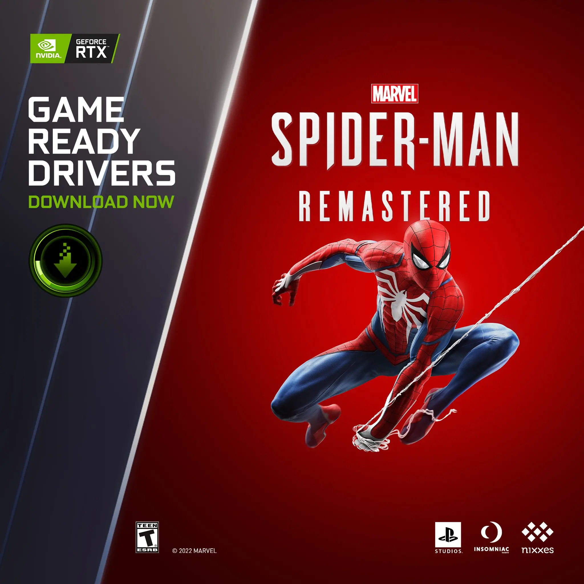 NVIDIA anuncia novo driver para otimizar Marvel’s Spider-Man Remasterizado game ready spider man remastered grd social post 2048x2048 1.jpg