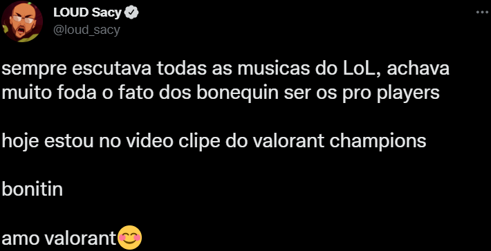 VALORANT: Sacy e Naxy estão no clipe de Valorant Champions 2022 3 VALORANT: Sacy e Naxy estão no clipe de Valorant Champions 2022 sacy twt.png
