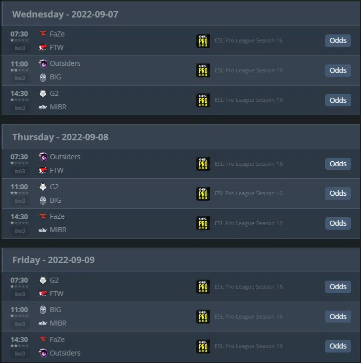 MiBR no ESL Pro League Season 16; Veja ESL partidas part 1.png