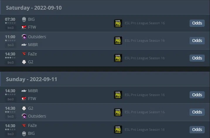 MiBR no ESL Pro League Season 16; Veja ESL partidas part 2.png
