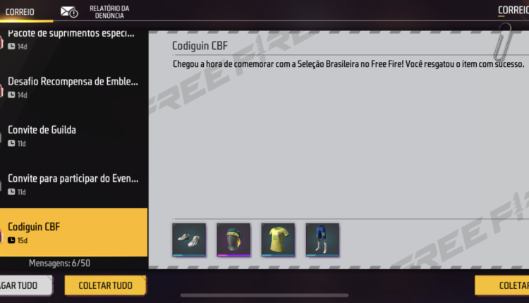FF: Saiba como resgatar o codiguin do pacote completo da seleção 1 FF: Saiba como resgatar o codiguin do pacote completo da seleção 821F29BA 4BC7 4C86 9674 10B4B5A9F240
