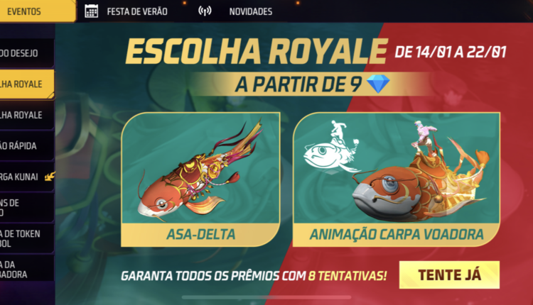 FF: Carpa Voadora chega por meio do escolha royale 660AF189 8664 469C B004 8FE4B88F375B