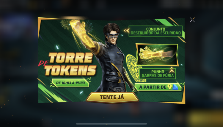 FF: Punho garras de furia chega no torre de tokens 1 torre de tokens free fire