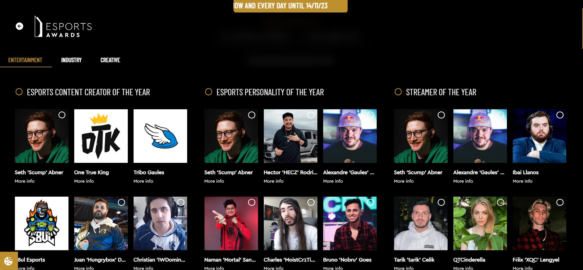 Gaules, LOUD e FURIA estão entre finalistas do Esports Awards Captura de tela 2023 07 26 141807.png