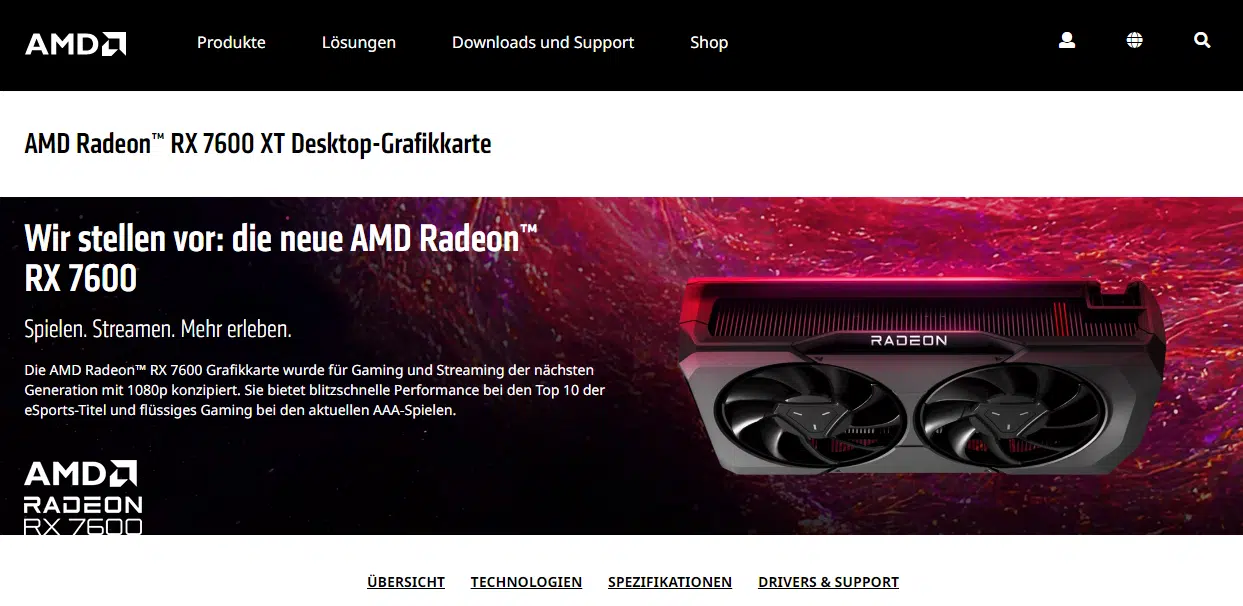 Radeon RX 7600 XT é listada por engano em site oficial da AMD 2 Radeon RX 7600 XT é listada por engano em site oficial da AMD amd radeon rx 7600