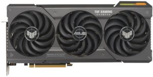 ASUS anuncia novas GPUs AMD Radeon RX 7800 XT e Radeon RX 7700 XT da TUF Gaming TUF Gaming AMD Radeon RX 7800 XT Radeon RX 7700 XT GPU frontal preta