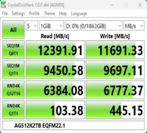 Gigabyte anuncia SSD M2 AORUS Gen5 12000 de 2TB AORUS Gen5 12000 benchmark
