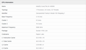 Dados do Intel Core i9-14900K são vazados no Geekbench 2 Dados do Intel Core i9-14900K são vazados no Geekbench Intel Core i9 14900K vazado Geekbench