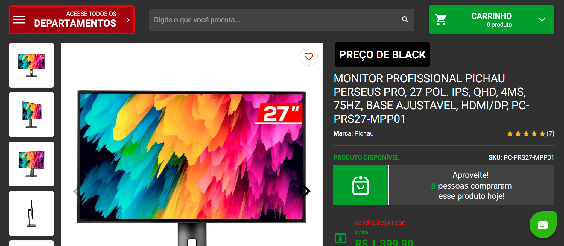 Melhores descontos em monitores na Black Friday 2023 4 Pichau Perseus Pro