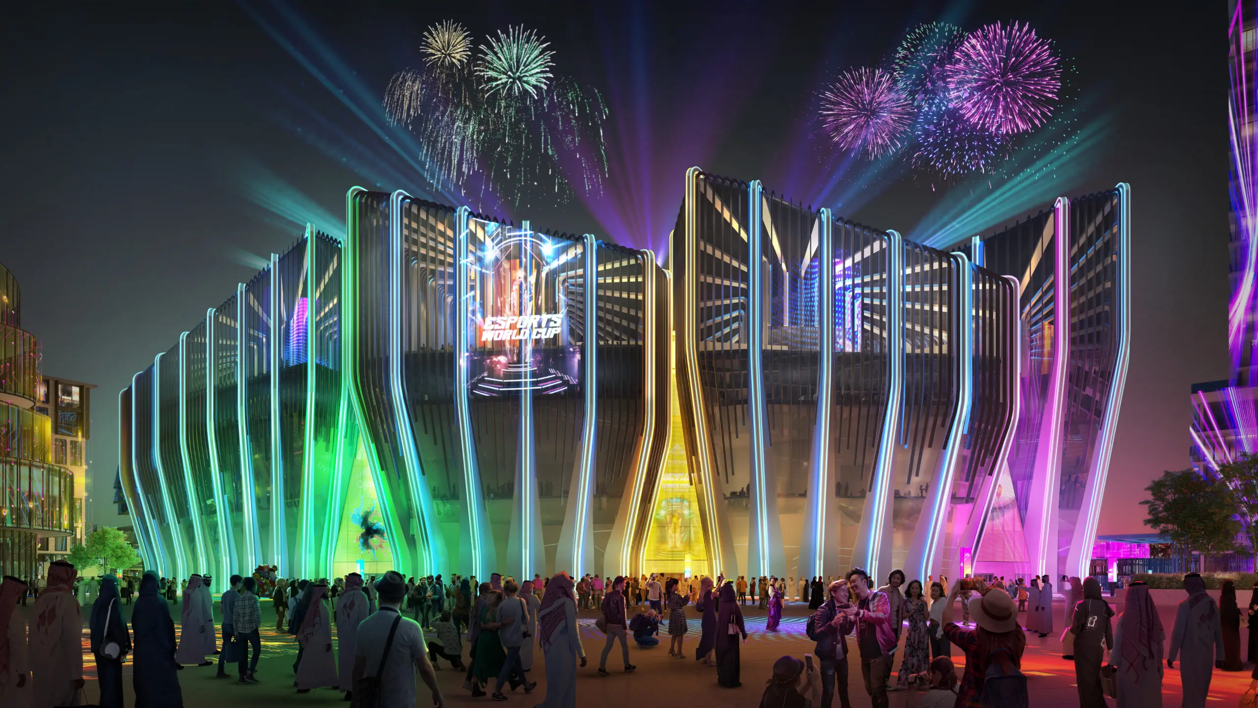 Qiddiya: Arábia Saudita anuncia "Cidade de games e eSports" Esports Arena EWC With Fireworks 12.4.23 Approved scaled.jpg