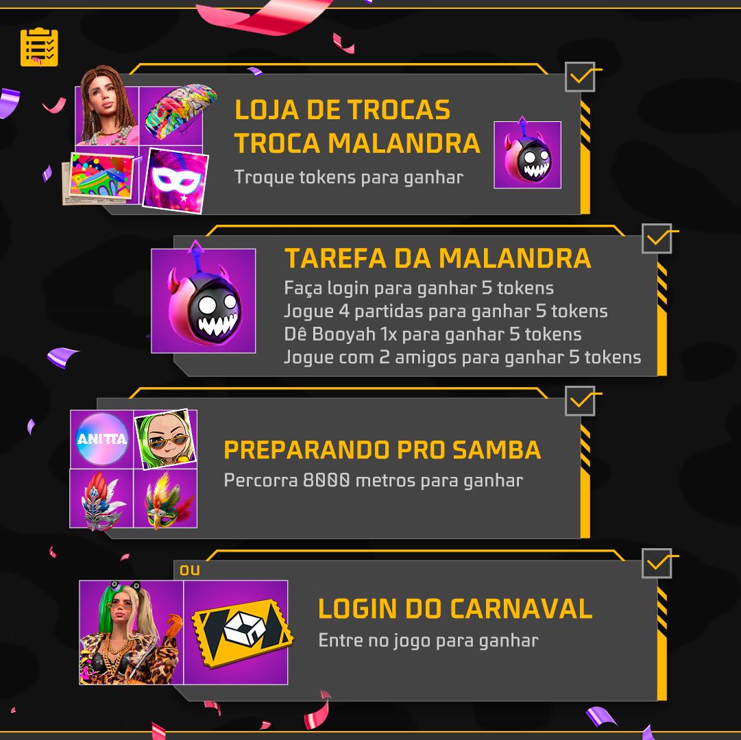 Carnaval no Free Fire: Bloco da Patroa traz skins temáticas - Pichau Arena