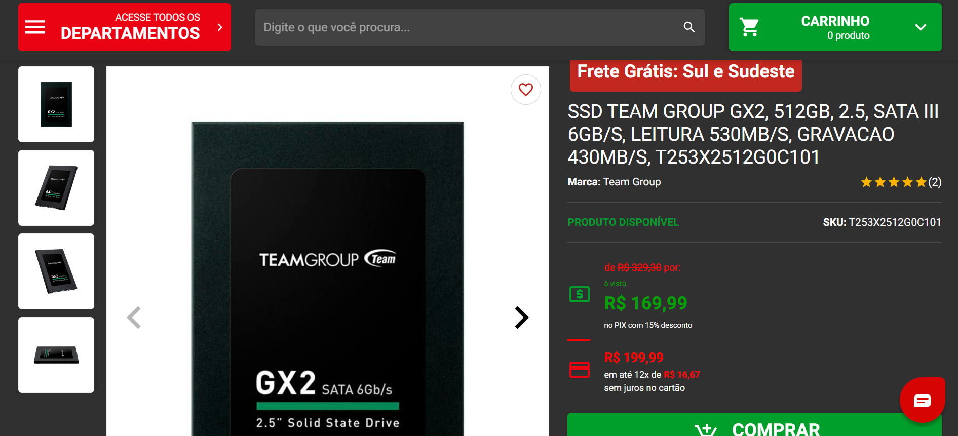 PC gamer de entrada para jogar em Full HD por 2.500 reais 5 SSD