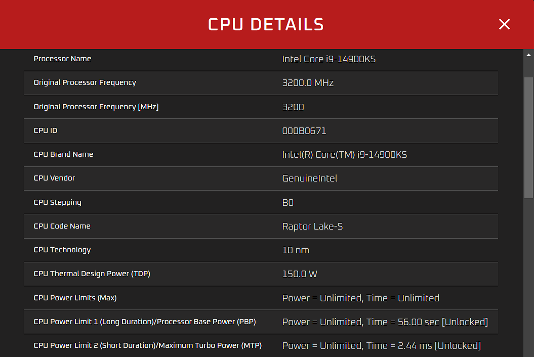 Vazam informações do processador Intel Core i9-14900KS Edição Limitada 2 14900KS