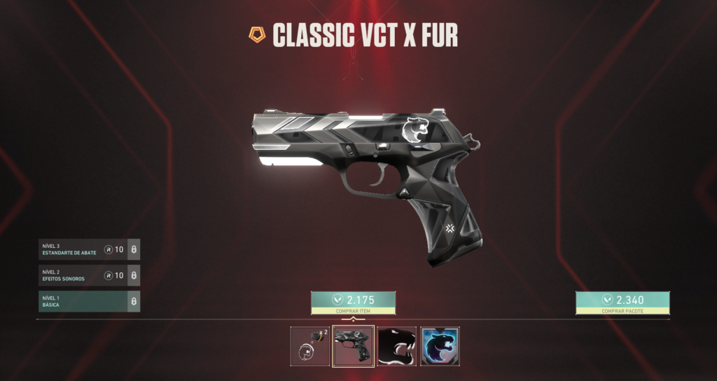 VALORANT: Cápsulas do VCT 2024 são reveladas 4 Skin de Classic da FURIA para o VCT 2024