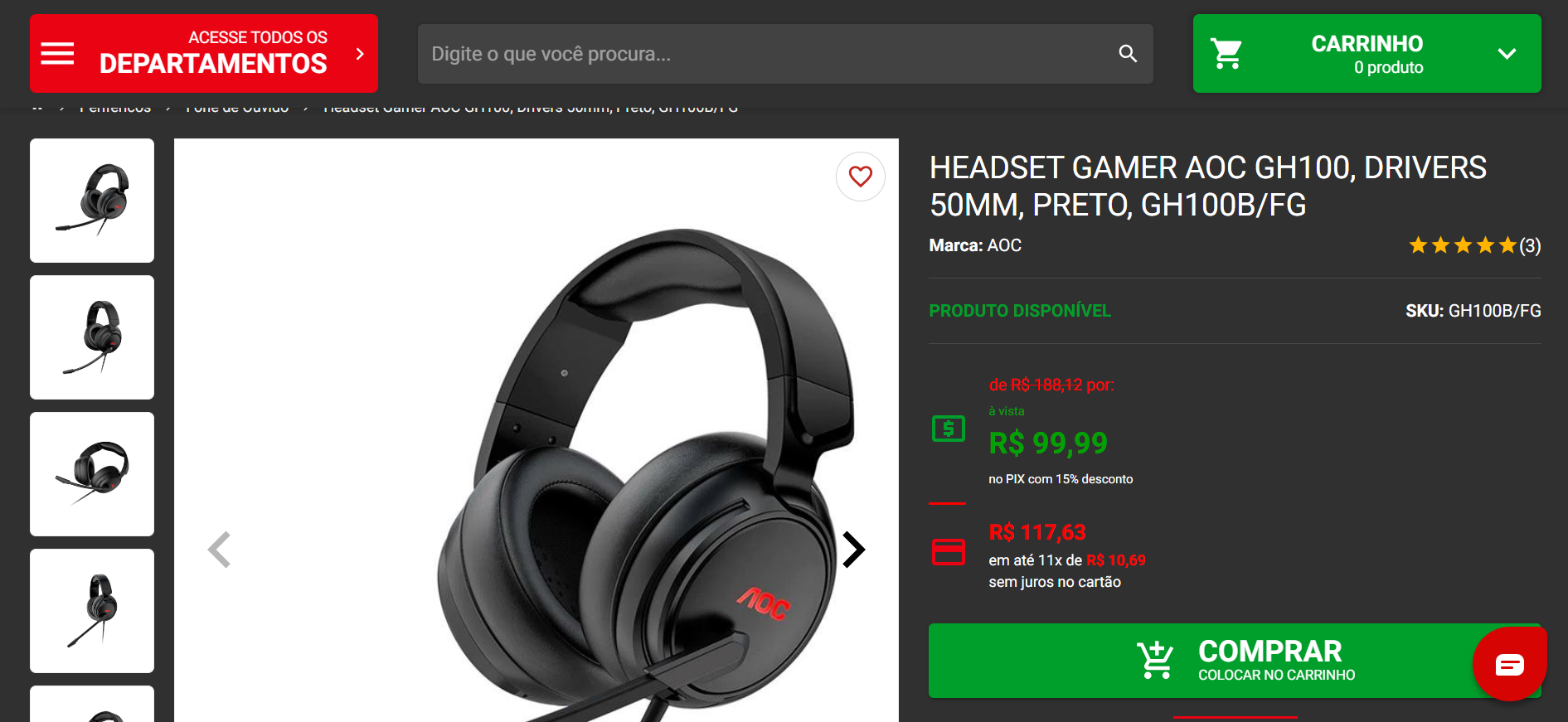 Headsets AOC de entrada com até 46% de desconto na Pichau 2 AOC