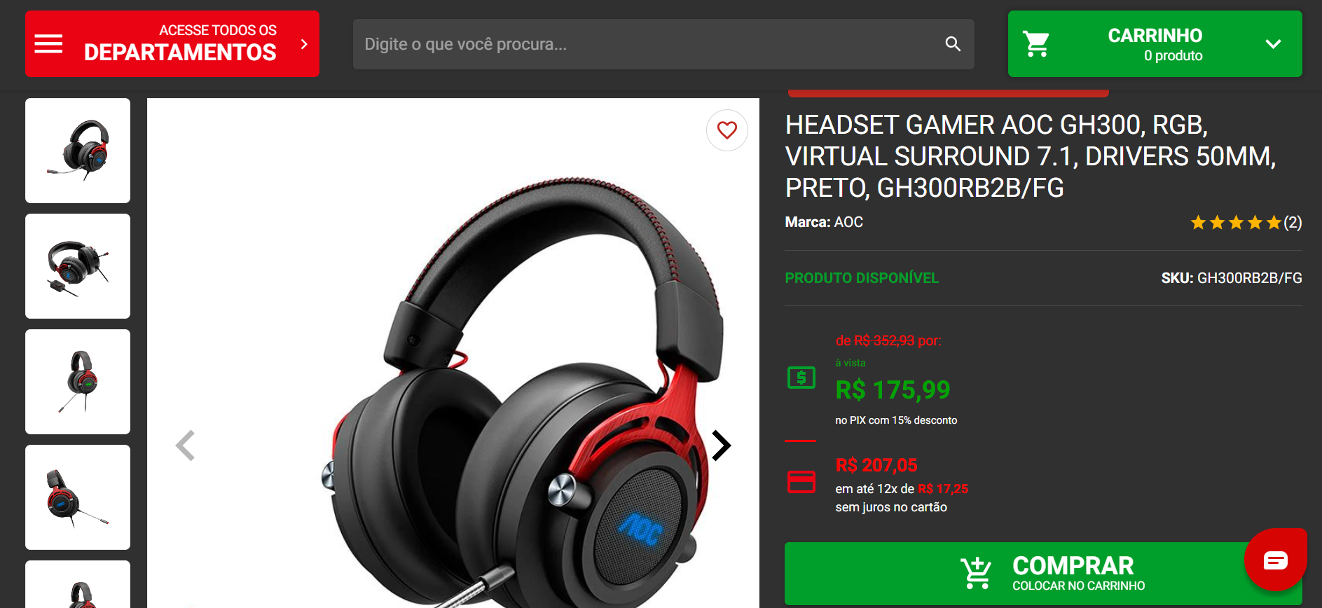 Headsets AOC de entrada com até 46% de desconto na Pichau 4 AOC