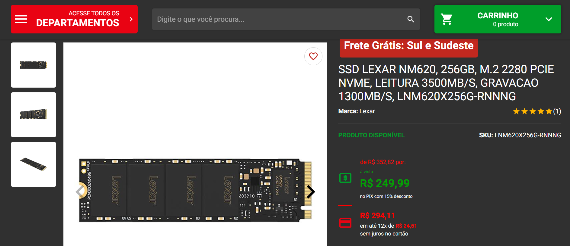 SSD Lexar NM620 256GB em promoção na Pichau 2 TeamGroup
