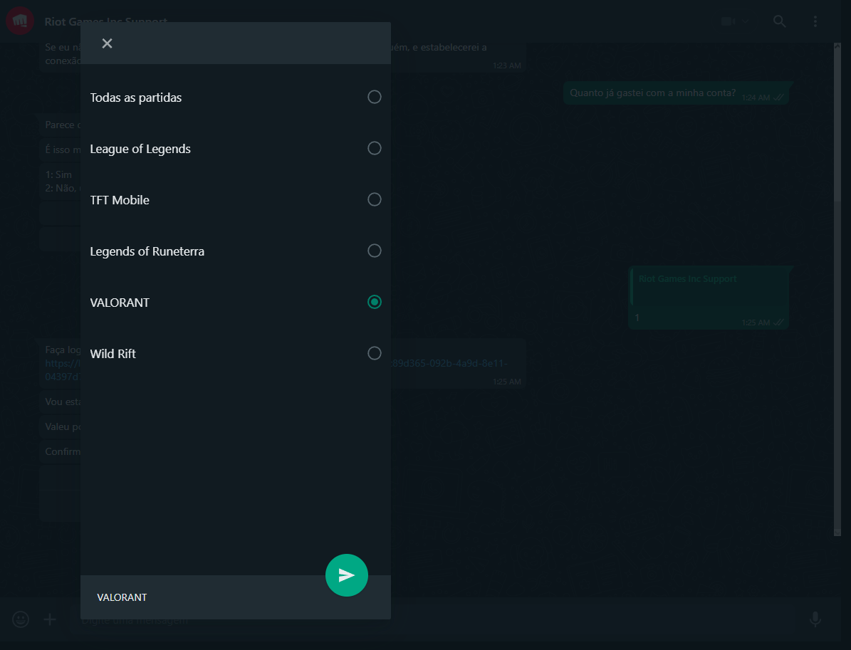 Descubra o quanto já gastou em VALORANT e LoL pelo WhatsApp opcao.png