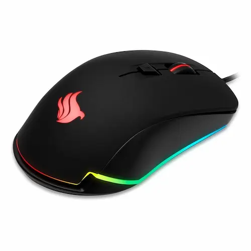 Mouse gamer Pichau P501 preto com luzes rgb.