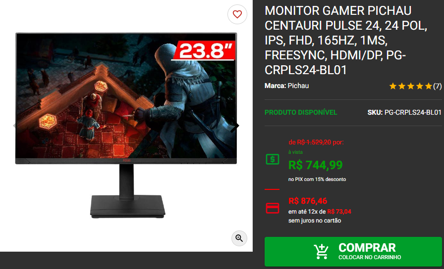 Qualidade e custo benefício: 3 Monitores em Promoção na Pichau Captura de tela 2024 08 01 184516.png
