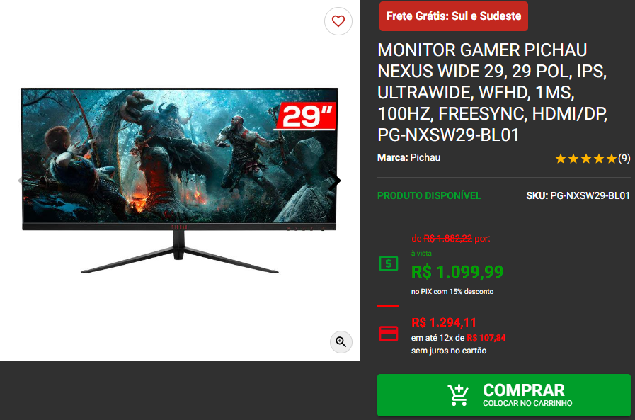 Qualidade e custo benefício: 3 Monitores em Promoção na Pichau Captura de tela 2024 08 01 185408.png