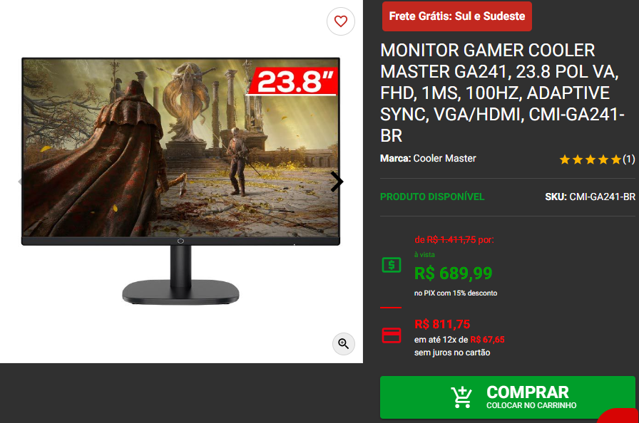 Monitor gamer em promoção: 3 opções abaixo dos R$1000 Captura de tela 2024 08 02 171231.png