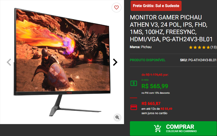 Monitor gamer em promoção: 3 opções abaixo dos R$1000 Captura de tela 2024 08 02 172039.png