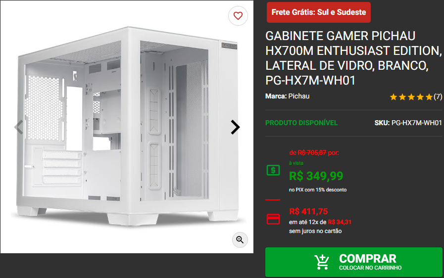 Gabinete Aquário: 3 opções da Pichau em promoção Captura de tela 2024 08 09 172026.png