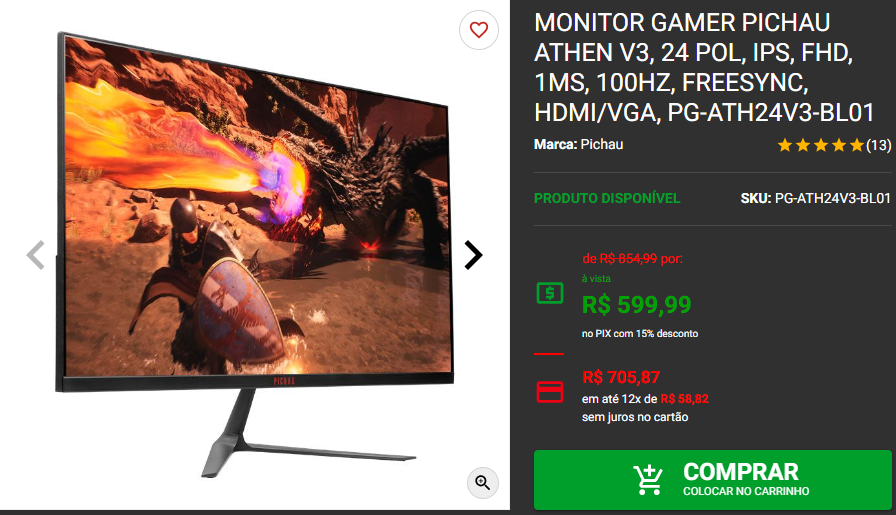 Monitor gamer: 3 opções em promoção na Pichau 2 Monitor gamer: 3 opções em promoção na Pichau Captura de tela 2024 08 12 160142.png