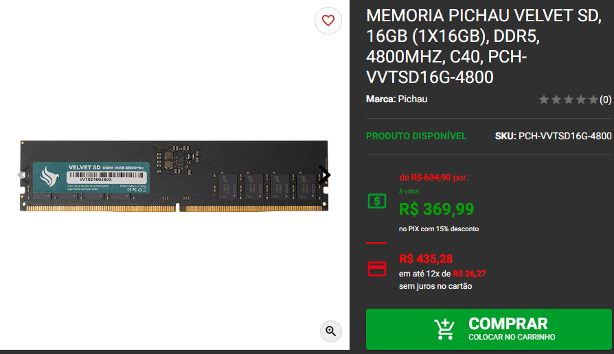 Memória RAM: 3 opções DDR5 da Pichau em promoção Captura de tela 2024 08 13 140337.png