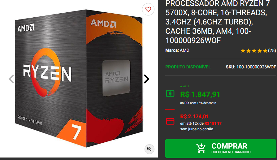 Processador AMD: 3 opções do Ryzen 7 em promoção Captura de tela 2024 08 16 160905