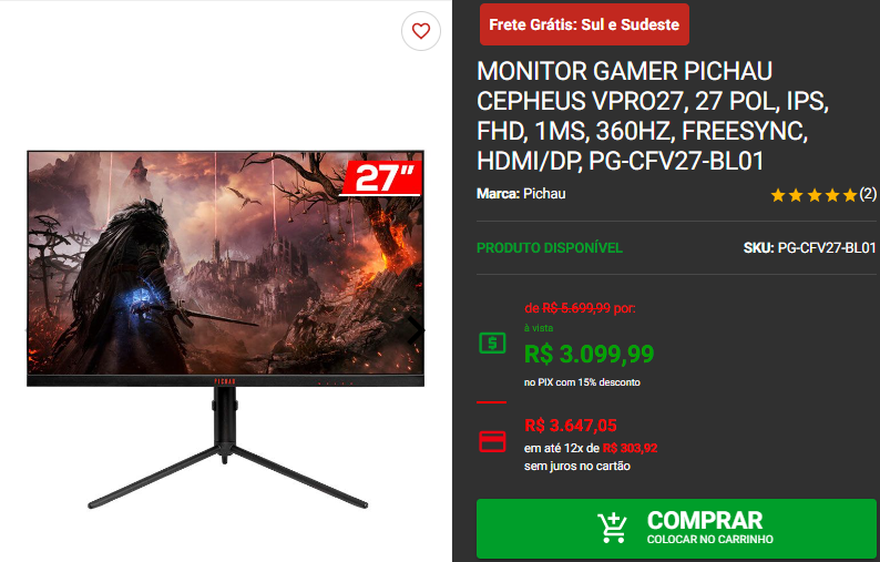 Monitor Gamer: 3 opções com 360Hz em promoção Captura de tela 2024 08 19 173041.png