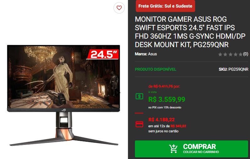 Monitor Gamer: 3 opções com 360Hz em promoção Captura de tela 2024 08 19 173403.png