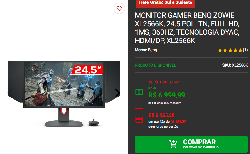 Monitor Gamer: 3 opções com 360Hz em promoção Captura de tela 2024 08 19 173800.png