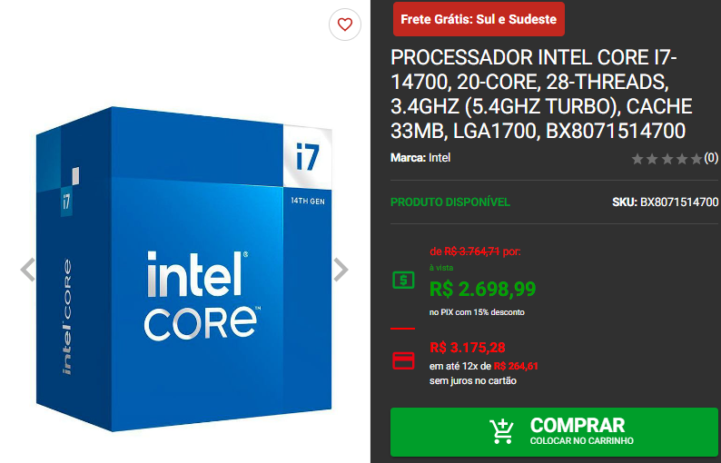 Intel Gamer Days: 3 processadores Intel em promoção na Pichau Captura de tela 2024 08 20 193329.png